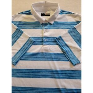 Callaway Opti-Dri Men's Blue White Stripes Short-Sleeve Golf Polo Shirt Size XL
